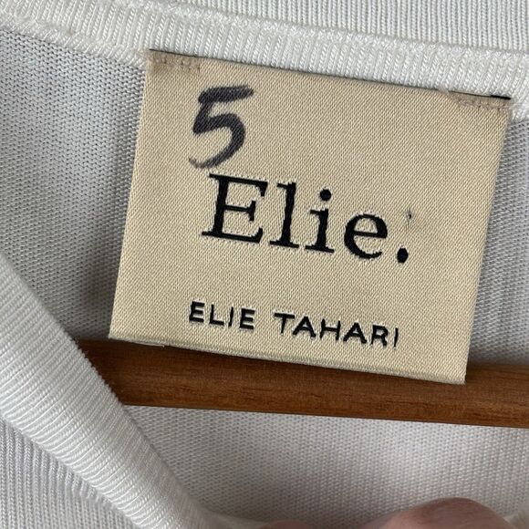NWT Elie Tahari Long White Star Top Sz M Lace Sleeves Modal Stretch Body Cotton - Picture 6 of 11